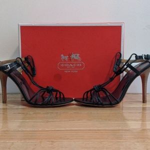 6.5 Coach strappy vegan leather sandals black